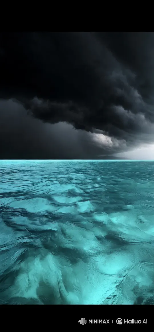 Dramatic Storm Approaching Over Turquoise Ocean – AI Generated Video | Hailuo AI