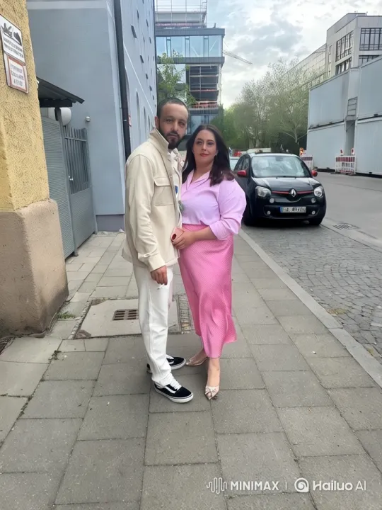 Urban Couple Walking Amidst Modern Architecture – AI Generated Video | Hailuo AI