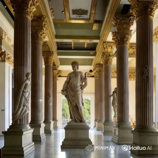 Grand Hall and Majestic Statue in Aesthetic Video – AI Generated Video | Hailuo AI