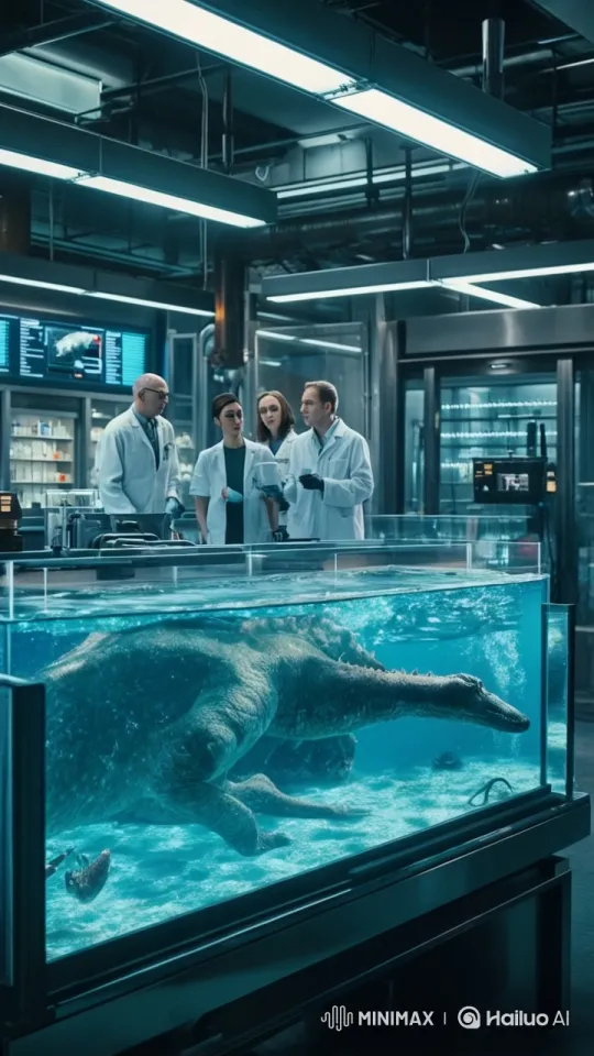 Scientists Study Prehistoric-Like Creature in High-Tech Lab – AI Generated Video | Hailuo AI