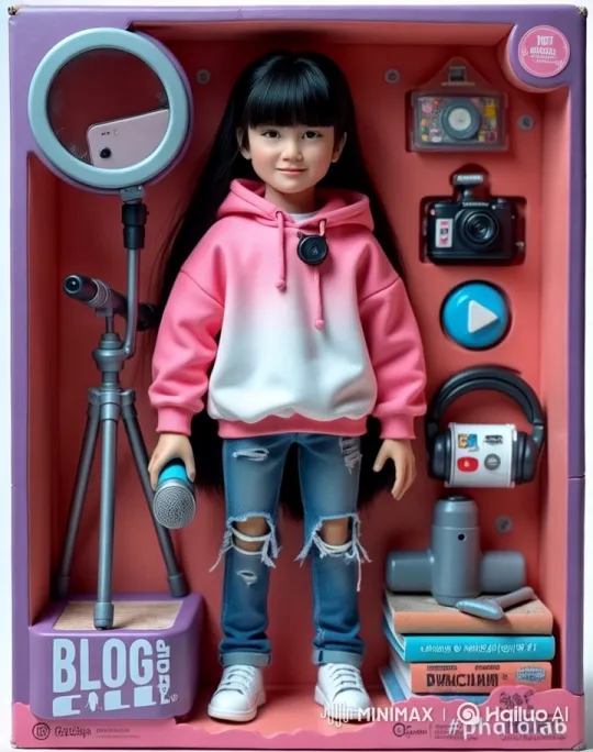 Live2D Animation: Content Creator Doll Prepares for Vlogging – AI Generated Video | Hailuo AI