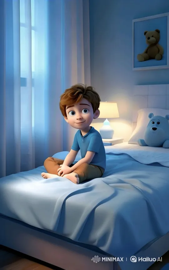 Cozy Bedroom Scene with Gentle Boy – AI Generated Video | Hailuo AI