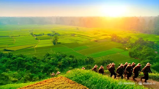 Vietnamese Soldiers' Journey Through Lush Landscapes – AI Generated Video | Hailuo AI