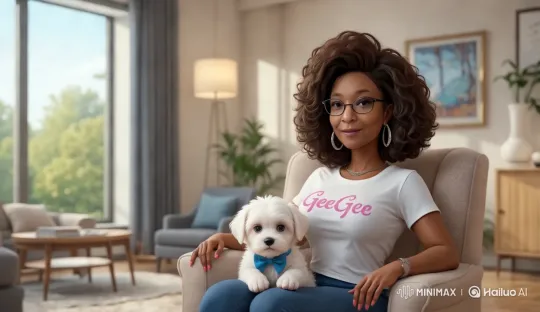 Aesthetic Living Room with Engaging Woman and Puppy – AI Generated Video | Hailuo AI