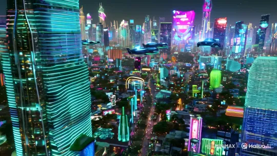 Neon-Lit Cyberpunk Metropolis in Futuristic 2025 Cityscape – AI Generated Video | Hailuo AI