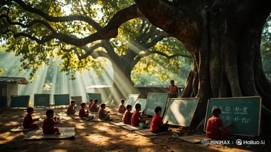 Outdoor Classroom Serenity Under Ancient Tree – AI Generated Video | Hailuo AI