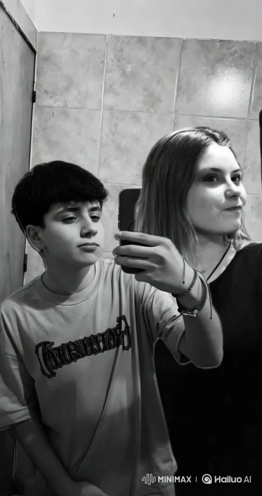 Intimate Moment Captured in Monochrome Bathroom Setting – AI Generated Video | Hailuo AI
