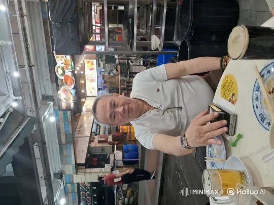 Muscular Man Showcases Strength at Bustling Food Market – AI Generated Video | Hailuo AI