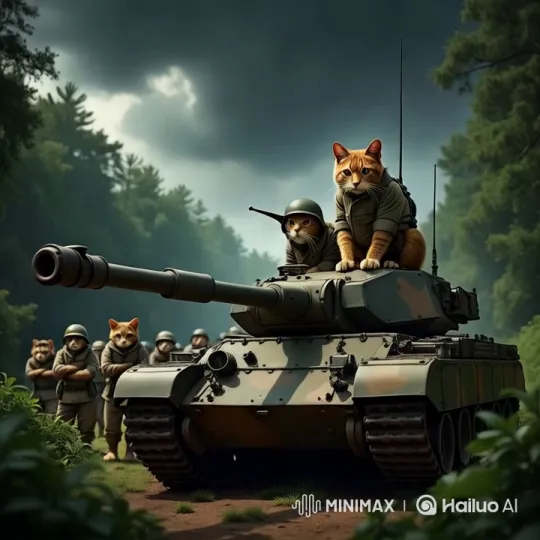 Military Cats in a Lush Forest Setting – AI Generated Video | Hailuo AI