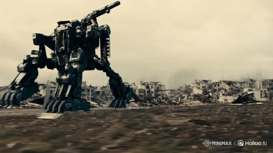 Mechanized War Machine Dominates Post-Apocalyptic Battlefield – AI Generated Video | Hailuo AI