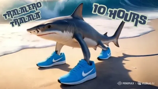 2-Legged Shark in Nike Sneakers on Beach – AI Generated Video | Hailuo AI