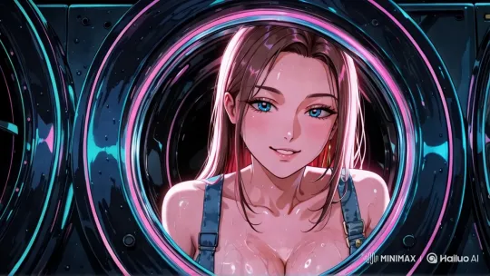 Neon-Lit Portrait of a Confident Woman – AI Generated Video | Hailuo AI