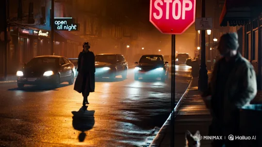 Urban Nightlife: A Study in Contrasts and Tension – AI Generated Video | Hailuo AI