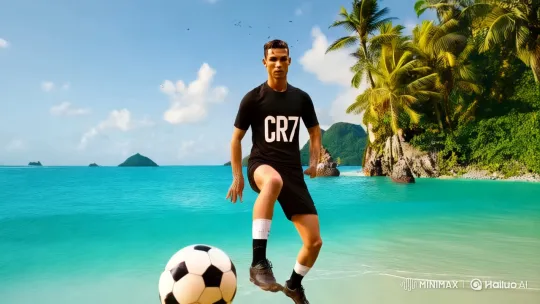 Cristiano Ronaldo's Freestyle Kick-ups on a Caribbean Island – AI Generated Video | Hailuo AI