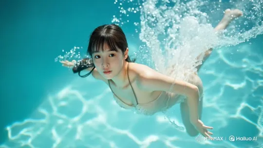 Graceful Swimming in a Turquoise Pool – AI Generated Video | Hailuo AI