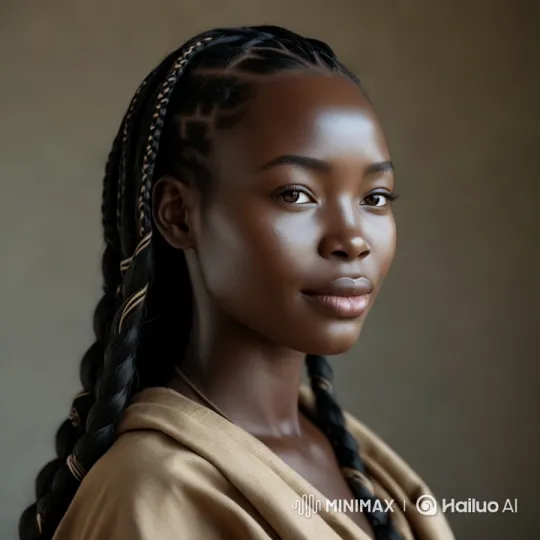 Graceful Woman Showcases Elegant Braids and Style – AI Generated Video | Hailuo AI
