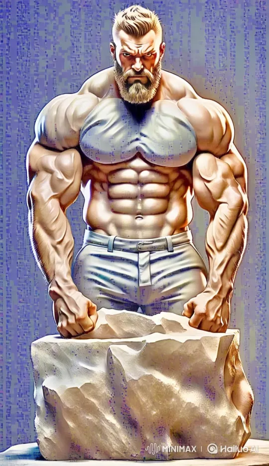 Bodybuilder Transforms into Stone Statue – AI Generated Video | Hailuo AI