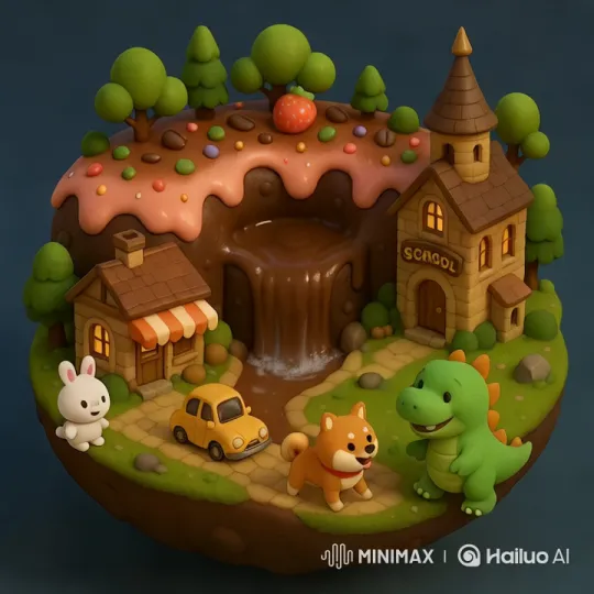 Fantasy World: Chocolate Falls & Fireworks with Pets – AI Generated Video | Hailuo AI
