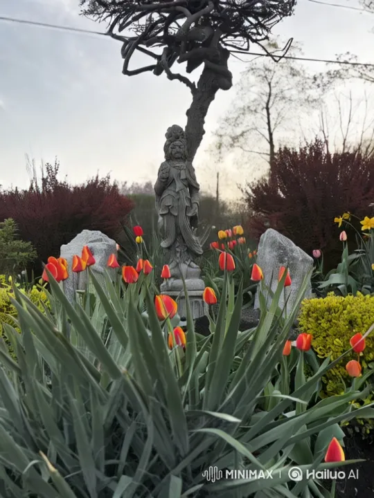 Alive Statue and Flourishing Garden Transformation – AI Generated Video | Hailuo AI