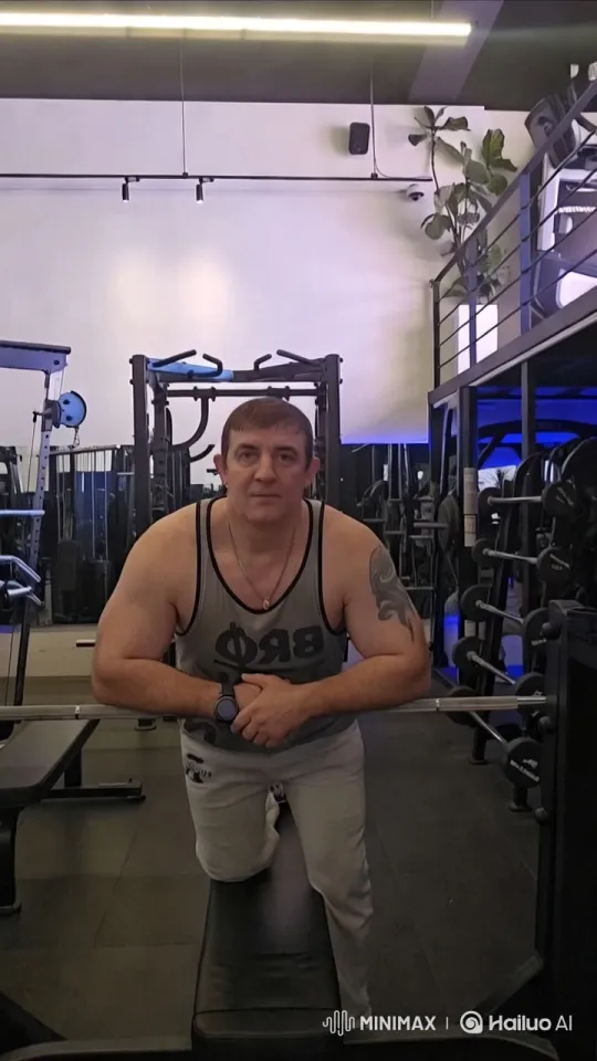 Gym Scene: Man Showcases Tattoo, Muscles – AI Generated Video | Hailuo AI
