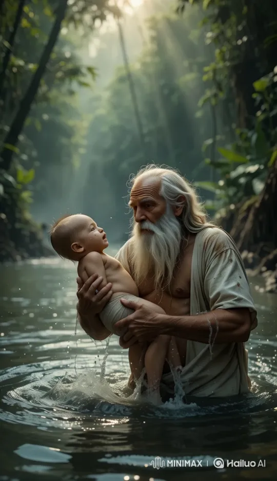 Heroic Rescue: Old Man Saves Baby in Jungle – AI Generated Video | Hailuo AI