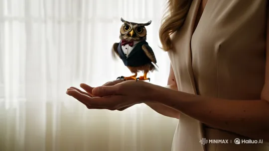 Owl Boogie Dance on Woman's Hand – AI Generated Video | Hailuo AI