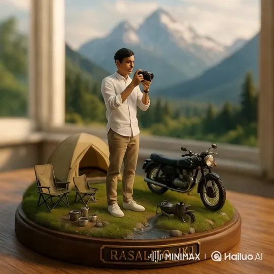 Man on Motorcycle Explores Majestic Mountains – AI Generated Video | Hailuo AI