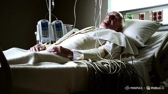 Pope Francis in Critical Condition in Hospital Room – AI Generated Video | Hailuo AI