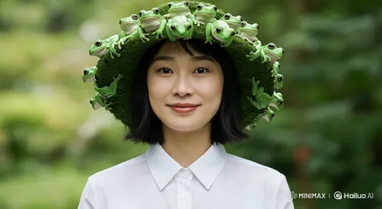 Whimsical Hat with Animated Frogs in a Dreamy Garden – AI Generated Video | Hailuo AI