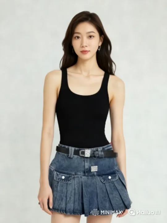 Fashion Model Showcasing Stylish Outfit in Minimalist Setting – AI Generated Video | Hailuo AI