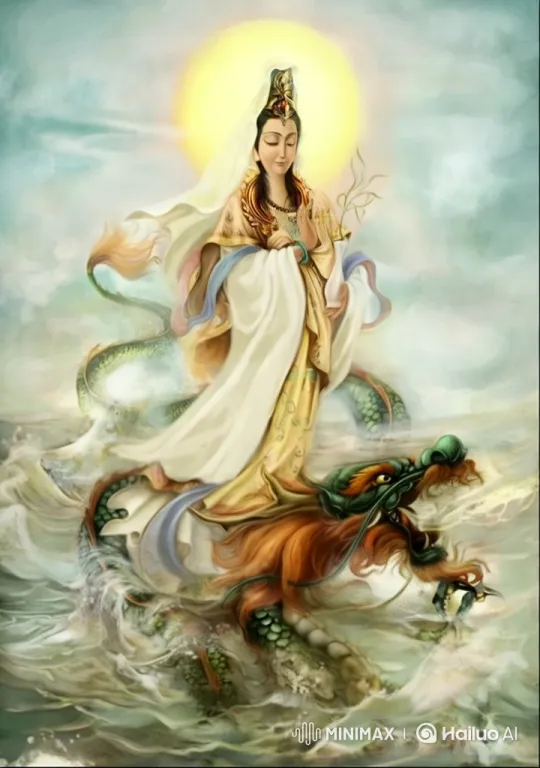 Guan Yin Statue on Dragon with Dramatic Camera Work – AI Generated Video | Hailuo AI