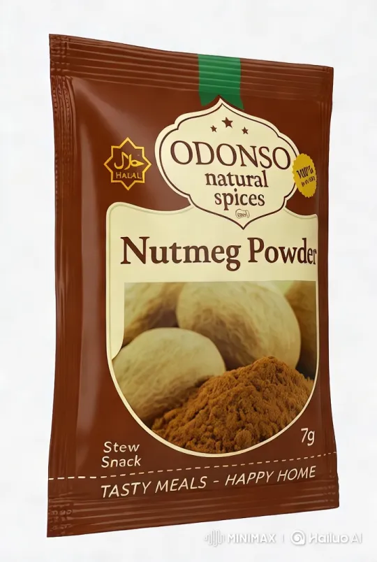 Aesthetic Showcase of Odonso Nutmeg Powder Packet – AI Generated Video | Hailuo AI