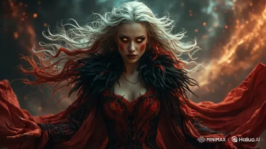 Regal Sorceress in Cosmic Void with Ethereal Beauty – AI Generated Video | Hailuo AI