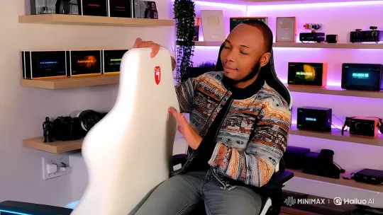 Young Man Showcases Features of High-End Gaming Chair – AI Generated Video | Hailuo AI