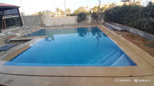 Tranquil Pool Amidst Backyard Construction – AI Generated Video | Hailuo AI