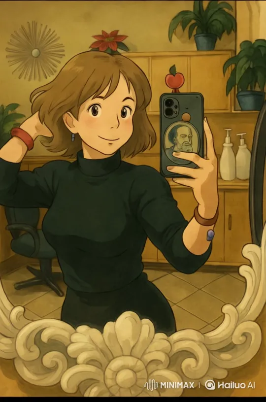 Woman Captures Selfie in Cozy, Elegant Setting – AI Generated Video | Hailuo AI