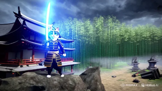 Samurai Cat vs. War Elephant: Mythic Battle in Misty Temple – AI Generated Video | Hailuo AI