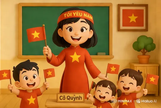 Vietnamese Kindergarten Classroom with Enthusiastic Teacher and Students – AI Generated Video | Hailuo AI