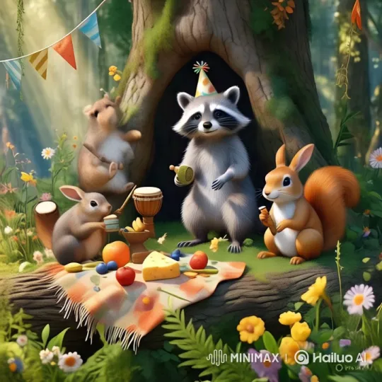 Forest Animals' Wild and Wonderful Party Celebration – AI Generated Video | Hailuo AI