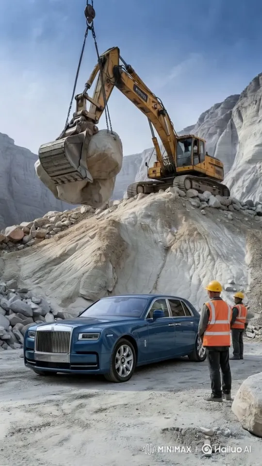 Luxury Rolls-Royce at Risk in Desert Construction Site – AI Generated Video | Hailuo AI