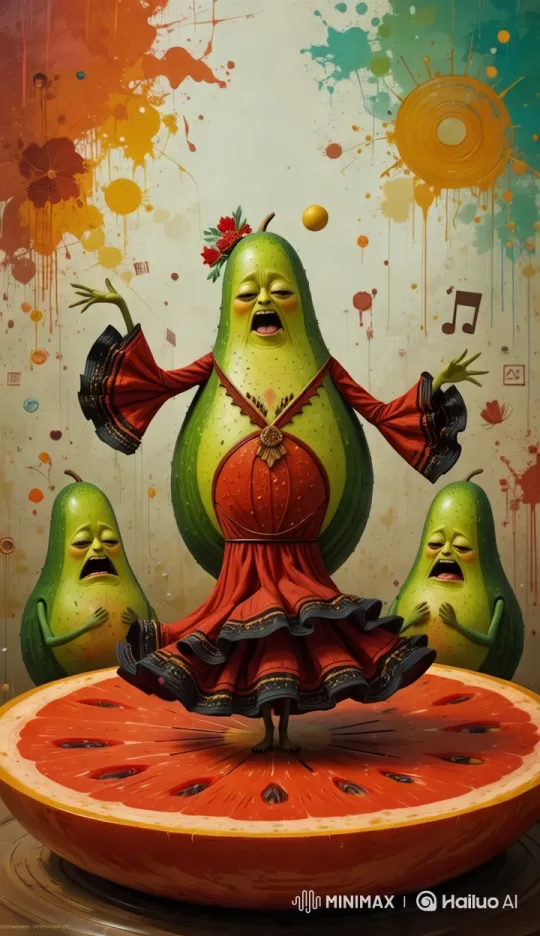 Avocado in Flamenco Dress Dances Lively – AI Generated Video | Hailuo AI