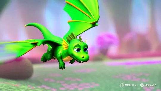 Magical Green Dragon Soars Through Fantasy Landscape – AI Generated Video | Hailuo AI