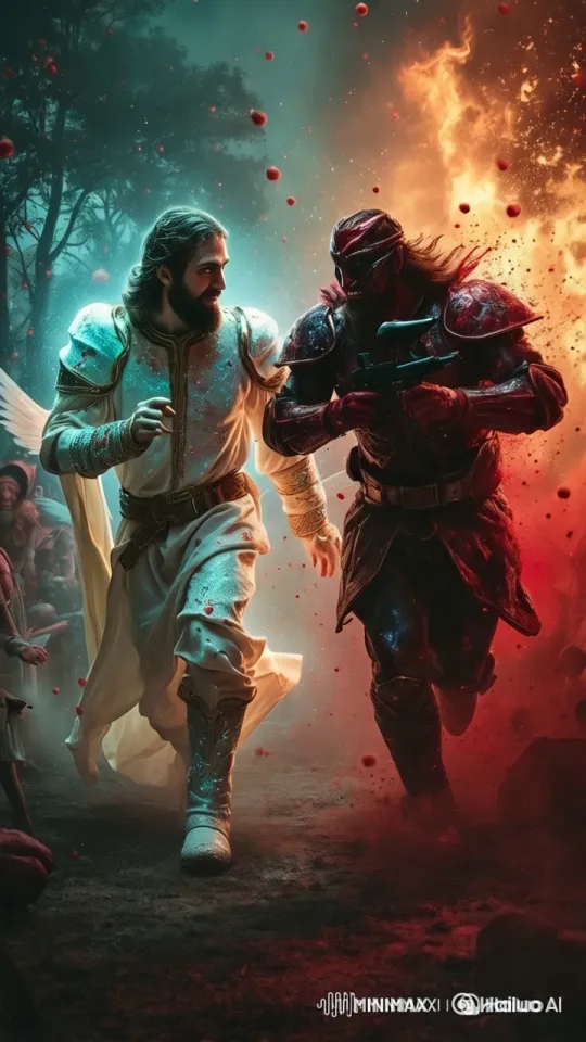 Jesus and Devil Race in Epic Stadium Spectacle – AI Generated Video | Hailuo AI