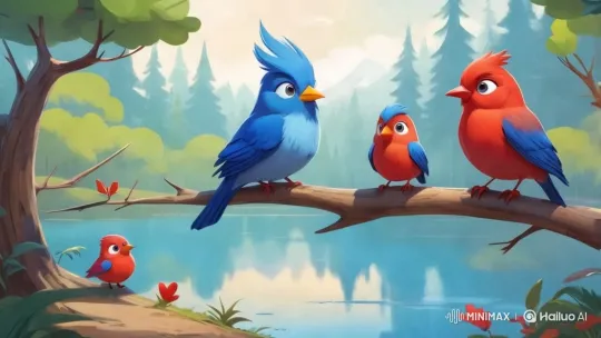 Colorful Birds Serenade by Serene Lake – AI Generated Video | Hailuo AI