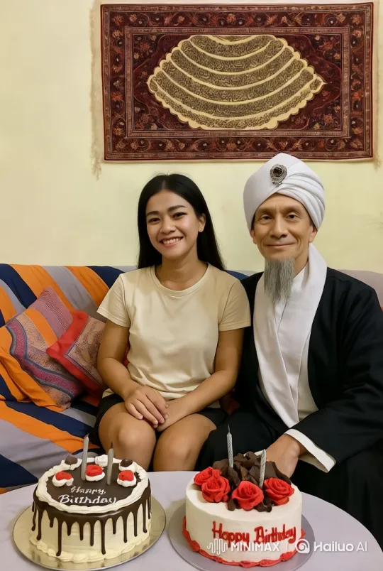 High Aesthetic Indoor Scene with Traditional Attire and Birthday Cakes – AI Generated Video | Hailuo AI