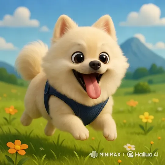 Puppy Joyfully Chasing Butterfly in Vibrant Field – AI Generated Video | Hailuo AI
