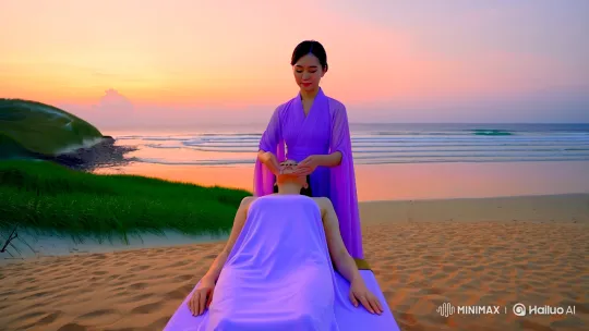 Twilight Massage: Serenity at Yugen's Beachside Spa – AI Generated Video | Hailuo AI