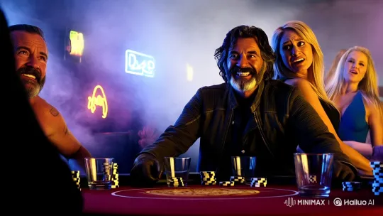 Space Poker: Grizzled Gambler's Winning Moment – AI Generated Video | Hailuo AI