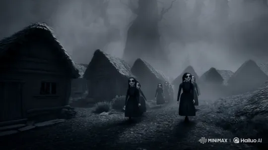 Village of Eternal Twilight: Aesthetic Horror Masterpiece – AI Generated Video | Hailuo AI