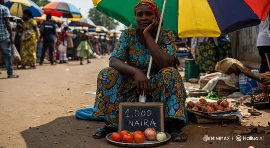 Vibrant Nigerian Market with Woman Selling Produce – AI Generated Video | Hailuo AI